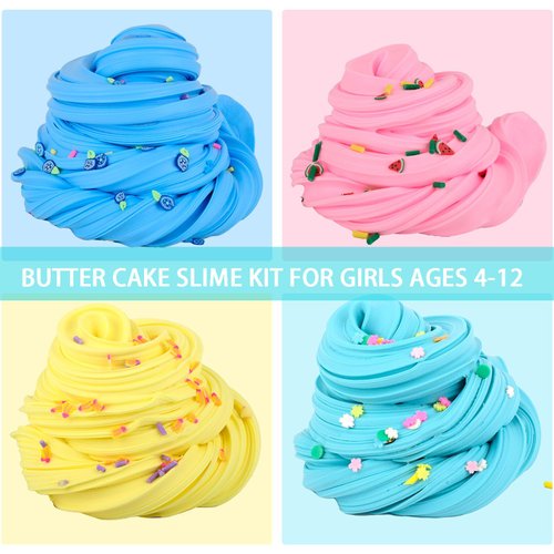 Butter Slime Kit 56 Pack, Soft Non-Sticky and Stretch, Slime Party Favors, DIY Hand-Making Slime Toy, Stress Relief Sludge Toy for Boys and Girls, Premium Christmas Easter and Birthday Gifts