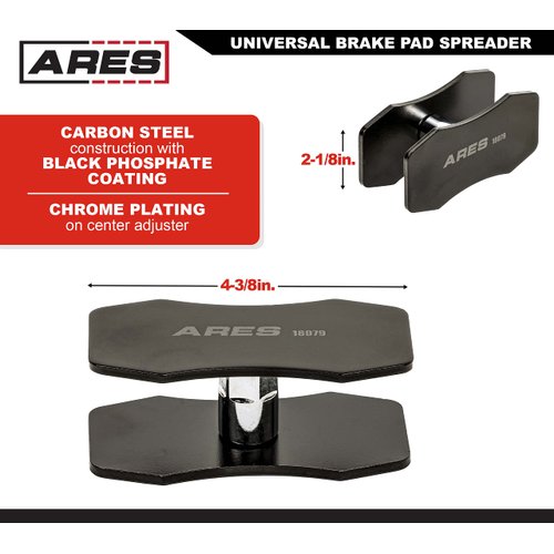 ARES 18079 – Universal Brake Pad Spreader – Universal Design for Use with Most Cars and Light Trucks – Works on Single, Dual, and Quad Piston Calipers – 360-Degree Access to Shank for Confined Spaces