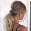 Fashey Pearl Hair Ties Beaded Hair Scrunchies Elastic Ponytail Holder 3 Pcs Pearls Hair Bands Hair Accessories for Women (black,blue)