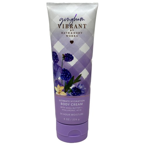 Bath & Body Works Gingham Vibrant 2 pack Ultimate Hydration Body Cream with a Lavender Dream Bar Soap.
