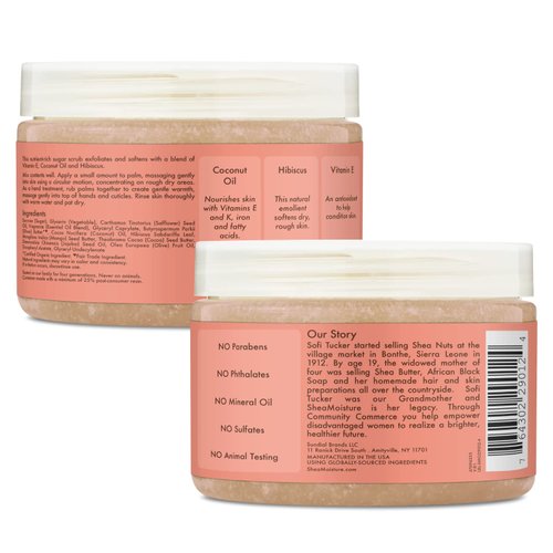 Shea Moisture Coconut & Hibiscus Hand & Body Scrub, 12 Oz, Pack of 2