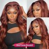 AILICEEHR 26 Inch 13x6 Reddish Brown Body Wave HD Transparent Lace Front Wigs Human Hair Auburn Colored Body Wave Lace Frontal Wigs Pre Plucked with Baby Hair For Black Women 180% Density