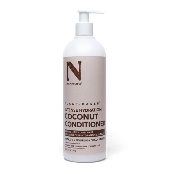 Dr. Natural Conditioner, Coconut Oil, 16 oz - Hair Conditioner for All Hair Types - Promotes Hair Growth and Scalp Health - Conditioner for Frizzy, Dry Hair - Infused with Green Tea and Kelp Extract