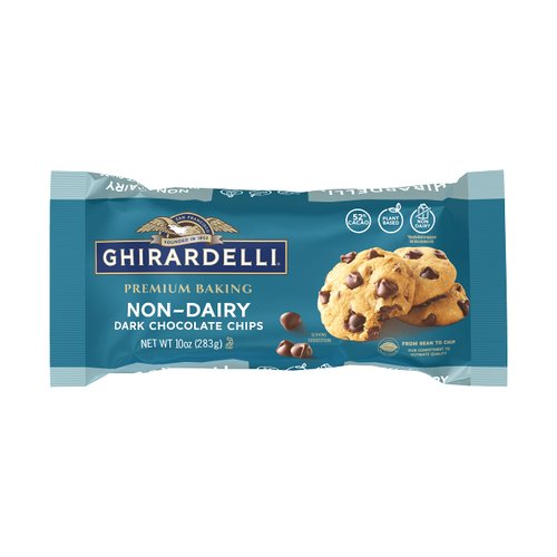 GHIRARDELLI Non-Dairy Dark Chocolate Chips for Baking, Premium Baking Chips, 10 oz Bag