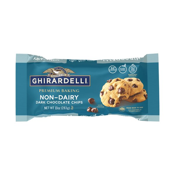 GHIRARDELLI Non-Dairy Dark Chocolate Chips for Baking, Premium Baking Chips, 10 oz Bag