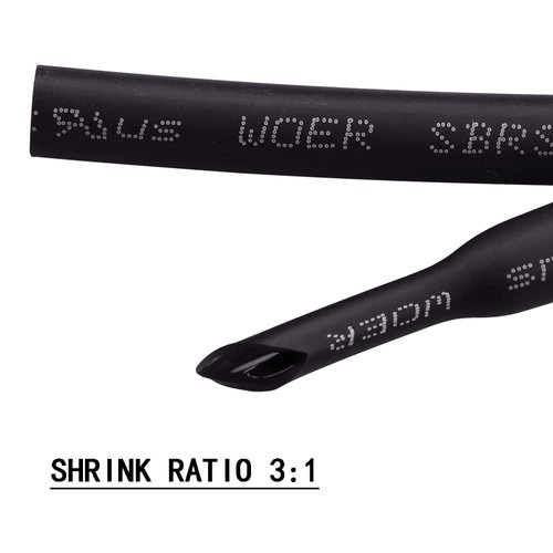 WOER 120PCS Dual Wall Heat Shrink Tubing 3:1 Adhesive Lined, Black, 7" Each,Heat Shrinkable Sleeving in Box (4.8mm(3/16")- 10.8m(35FT), Black, 60)