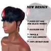 SAEIALL Pixie Cut Wig Human Hair Wigs 180% Density Pixie Bowl Cut Wig Natural Black Red 613 Blonde Color Short Layered Pixie Wigs for Black Women Full Machine Made Wigs (1B/613/Red)