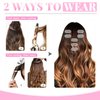 Evala Clip in Hair Extensions, 7pcs Clip in Hair Extensions Real Human Hair 16 inch 120g Clip ins #P4/27/T4 Brown with Caramel Blonde Highlights Hair Extensions Clip ins Brown Human Hair Extensions
