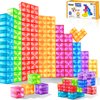 Feoxialy 52pcs Magnetic Blocks - Translucent Magnetic Cubes, Digit Building Blocks Magnet Toys for Kids, Clear Montessori Toddler Toys Ages 3+, Preschool STEM Sensory Autism Toys for Boys Girls