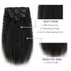 Kinky Straight Clip in Hair Extensions Real Human Hair 7Pcs 120g OQ Hair Kinky Straight Clip Ins Full Head Double Weft Brazilian Virgin Hair Extensions for Women Natural Black 7Pcs 120g 14Inch
