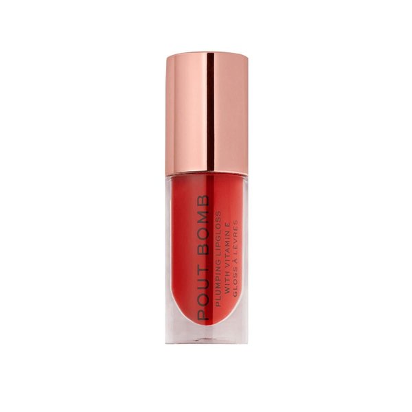 Revolution Beauty, Pout Bomb Plumping Lip Gloss, High Shine, Rich Glossy Pigment, Infused with Vitamin E, Juicy Red, 0.15 Fl. Oz.