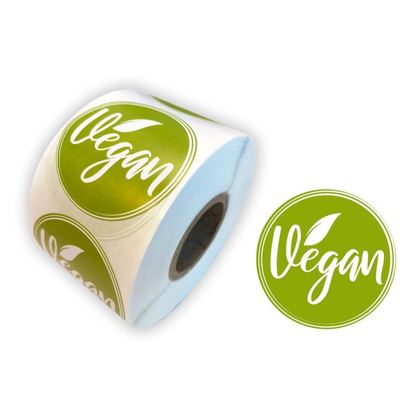 Vegan Stickers Food Rotation Labels 3.81 cm 1.5 Inch Round Circle Dots 500 Adhesive Stickers