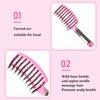 3 Pieces Curved Vented Boar Bristle Hair Brushes Fast Dry Detangling Hair Brush Curved Vented Styling Hair Brush Fast Blow Drying Hair Brush for Wet, Long and Curly Hair, 3 Colors