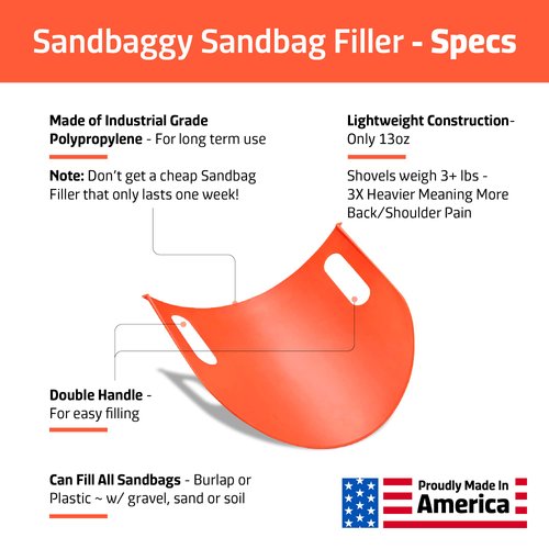 Sandbaggy Sandbag Filler | Made in USA | One Man Operation | Fills Sandbags 2X Faster Than Shovel | Only 10 Seconds to Fill A Bag | Heavy Duty Construction For Long Term Use | Can Fill Sand Or Gravel