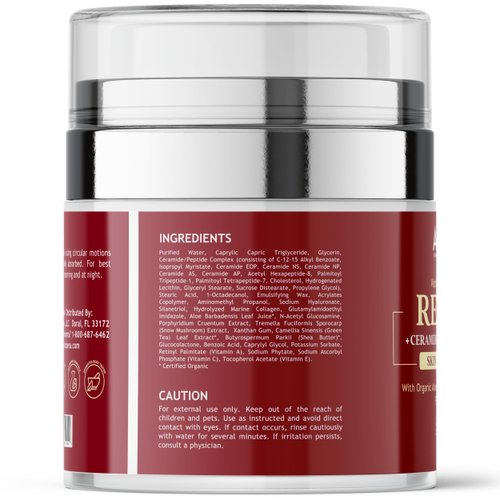Alozera Retinol Face Cream - Anti Aging, Anti Wrinkles, Reduces Fine Lines & Pores - Retinol (Vitamin A) Moisturizer Enriched with Peptide Complex and Collagen, 1.7 oz