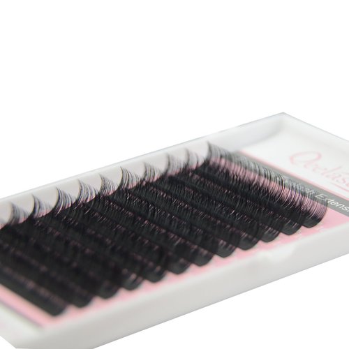 Faux Mink Silk Eyelash Extensions 0.03mm D Curl 9mm 6D-12D Volume Semi-Permanent Individual Lashes Extension Professional Salon Use