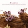 NUOBESTY 4Pcs Wedding Hair Clip Comb Handmade Bridal Hair Clip Pearl Floral Leaf Hair Accessories for Women Wedding (Purple)