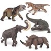 Fantarea Prehistoric Ancient Animal Model Figures Playset 5 PCS Mammoth Woolly Rhino Crocodile Figurines Party Favors Supplies Cake Toppers Decoration Collection Toys for Boys Girls Kid Toddlers