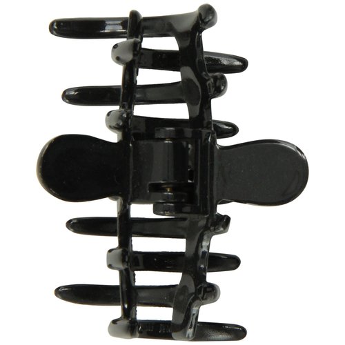 Caravan Medium Tubular Rake Hair Claw With Spiked And Rounded Teeth In The Black Classic Color