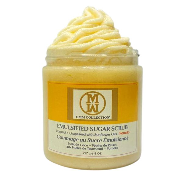 OMM Collection Natural Sugar Scrub – Exfoliating Body, Leg, Hand & Foot Scrub – Ultra Hydrating & Moisturizing - Body Exfoliating Scrub To Fight Stretch Marks, Fine Lines, Wrinkles - (Pomelo)