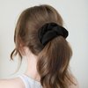 3 Pcs Mulberry Silk Hair Scrunchies For Women Stain Silk Hair Band Hair Elastic Ponytail Holders (Black)