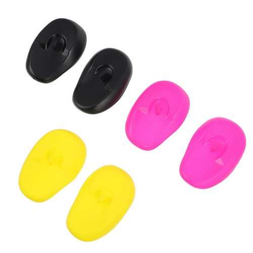 SOLUSTRE 6Pcs Professional Ear Protectors Plastic Hair Dye Earmuffs Waterproof Ear Covers for Hair Dyeing Washing Hairdressing, Black& Pink& Yellow