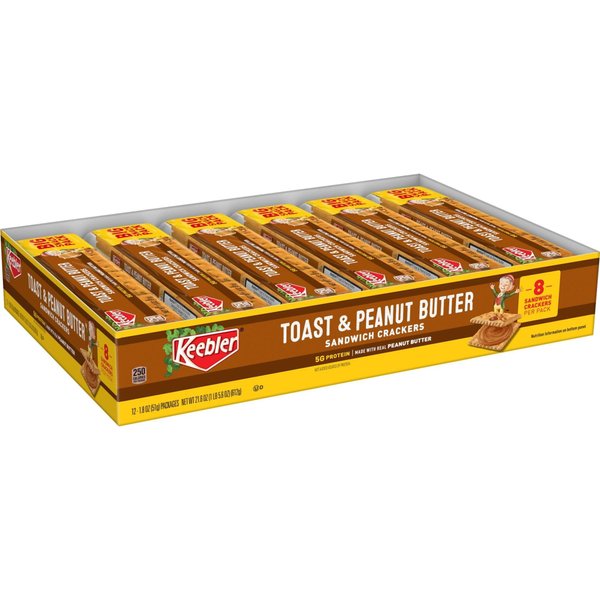 Keebler® Sandwich Crackers, Toast And Peanut Butter, 1.8 Oz, Box Of 12