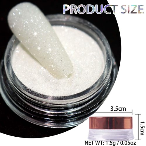 Laza 1.5g/0.05oz Diamond Nail Glitter Reflective Glitter Rhinestones Diamond Dust Pixie Crystals for Nails Holographic Nail Powder Glitter Decorations for Nail Art Tips Manicure - Sparkle White