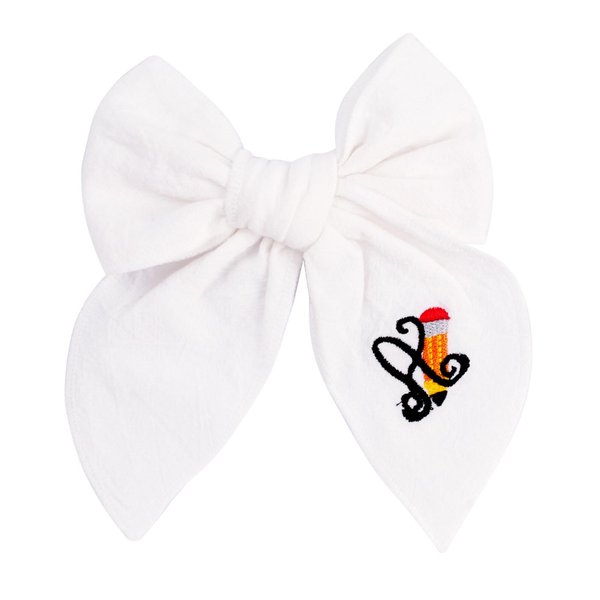 Back to School Hair Bows for Women Girls White Big Bow Hair Clips School Supplies Pencil Claw Clips Hair Accessories Cute Hair Clips for Styling Teachers Hair Barrettes