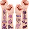 89 PCS Funny Purple Temporary Tattoos Sticker Dark Purple Birthday Party Supplies Decorations Favors Celebration Gifts Boys Girls Baby Shower Adult Cute Tattoo School Prizes Reward Themed