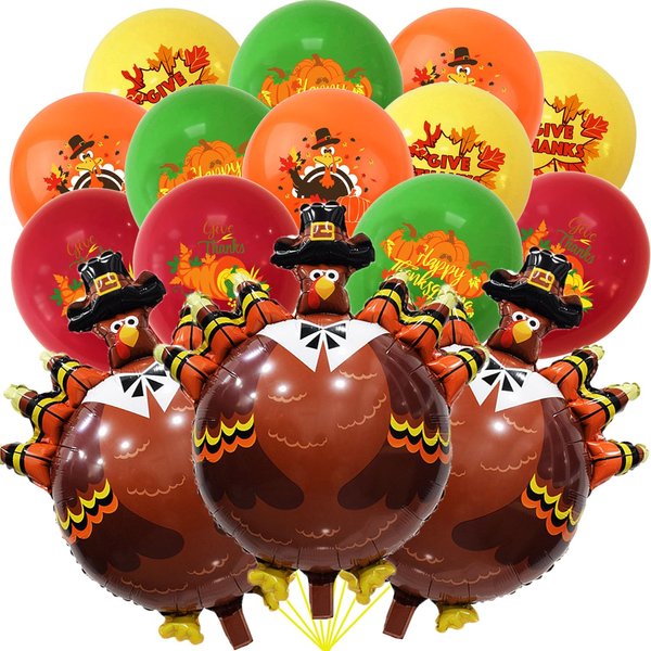 HADCKJA Turkey Balloons Thanksgiving Party Supplies Thanksgiving Balloons Big Turkey Balloon Thanksgiving Latex Balloon for Thanksgiving Party Decorations Thanksgiving Theme Birthday Decorations 15Pcs