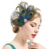 BABEYOND Peacock Feather Hair Clip Peacock Fascinator with Rhinestones Roaring 20s Peacock Flapper Fascinator 1920s Peacock Hair Accessories (Style 2)