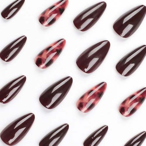 Brown Press on Nails Medium Fake Nails Almond Shape False Nails Brown Amber Acrylic Nails Fall Artificial Nails Full Cover Stick on Nails Cute Glue on Nails for Women Girls Autumn Winter Manicure