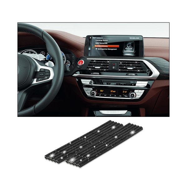 Ziciner Bling Car Air Vent Outlet Trim, 10 PCS Rhinestone Auto Conditioner Decoration Strip, Car Trim Strips Line Molding, Universal Vehicle Interior Accessories for Most Cars (Black)