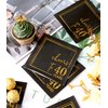 Cheers to 40 Years Cocktail Napkins - 50PK - 3-Ply 40th Birthday Napkins 5x5 Inches Disposable Party Napkins Paper Beverage Napkins for 40th Birthday Decorations Wedding Anniversary Black and Gold