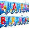 Baby Shark Happy Birthday Banner DOO Garland Shark Theme Party Supplies For Kids Baby Shower Party and Children Birthdays Party Decorations Set of 15 flags