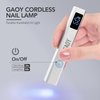GAOY Cordless Nail Lamp with Stand, Mini Handheld UV Light with LCD Display for Gel Nails, Rechargeable USB Nail Dryer for Fast Curing, Silver