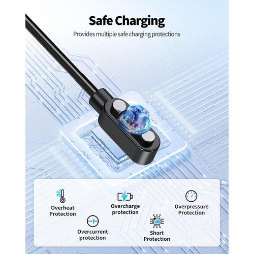 KONXISA 2-Pack Charger Cable for FQQ DR06 1.27" Smartwatch, Charging USB Cable with Magnetic Adsorption, Universal Magnetic Charging Cord with High Durability, Lightweight and Easy to Carry