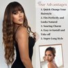 XIXIBI 30 Inch Long Wigs with Bangs Ombre Brown Wigs for Women Brown Mixed Blonde Highlight Wig Synthetic Curly Wavy Heat Resistant Wigs for Daily Party Use