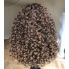 BlackSwern Brown Glueless Curly Lace Front Wigs Pre Plucked, Lace Front Wigs Curly Hair Synthetic Lace Front Wig, Big Curly Wigs for Black Women Color : Chocolate Brown