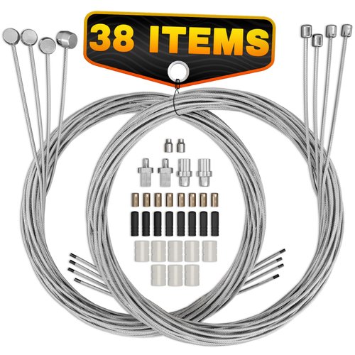 4 Pcs Bike Shifter Cable & 4 Pcs Bike Brake Cable Kit - Durable MTB Set with Corrosion-Resistant Stainless Steel - Compatible Sizes for Brake & Gear Systems, Easy to Install on Road & Mountain Bikes