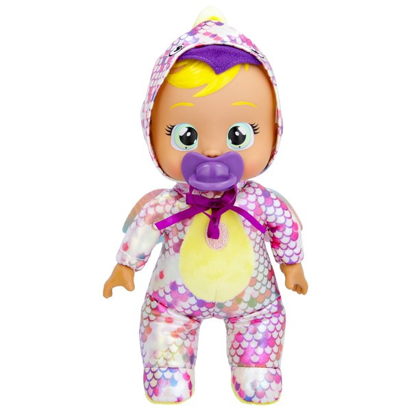 Cry Babies Tiny Cuddles Dinos Tilo - 9" Baby Dolls, Cries Real Tears, Dinosaur Metallic Themed Pajamas