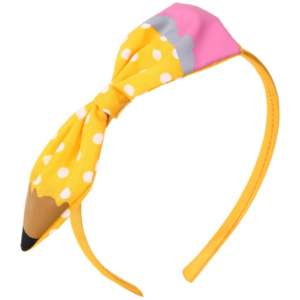 HOXIEYA Back To School Headband Cute Yellow Pencil Headband for Girls Bow School Hair Band Hair Accessories Back To School Outfits