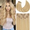 Loxxy 20Inch 110Gram 7PCS PU Tape Seamless Clip in Hair Extensions Human Hair 100% Real Remy Natural Human Hair Piano Light Golden Brown Mixed With Platinum Blonde Ultra Invisible #12/60A