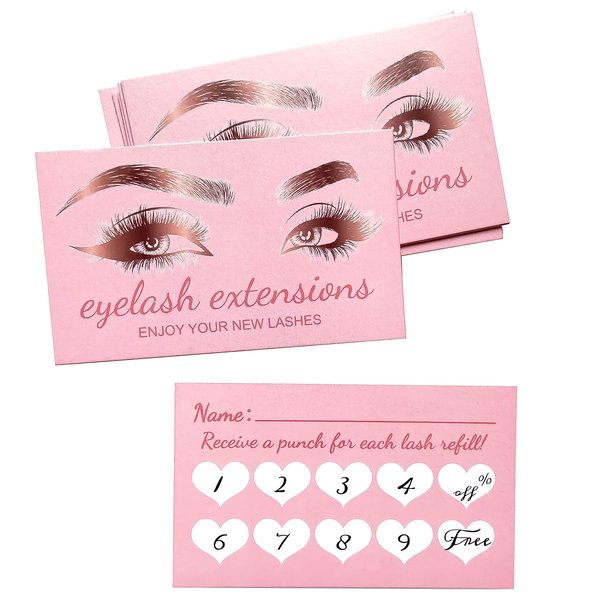 FLYING DRAGON 100 Eyelash Extensions Design Set of 100 Loyalty Cards Blank Great Loyalty Cards For Hair Beauty Nail Salons or Spas