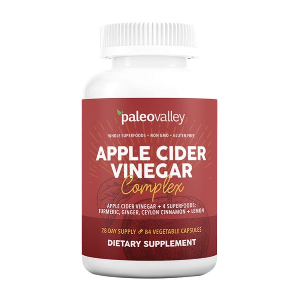 Paleovalley Apple Cider Vinegar Complex with Superfoods - Turmeric, Ginger, Ceylon Cinnamon and Lemon - 84 Vegetable Capsules