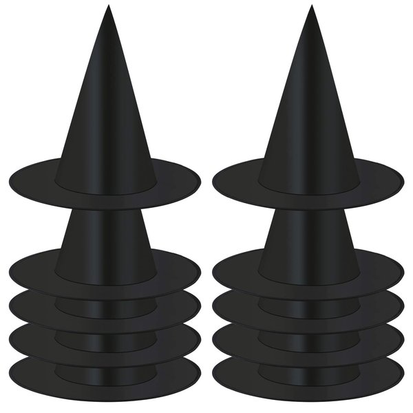 Elcoho 10 Pack Halloween Costume Witch Hat Halloween Costume Accessory for Holiday Halloween Party, Black