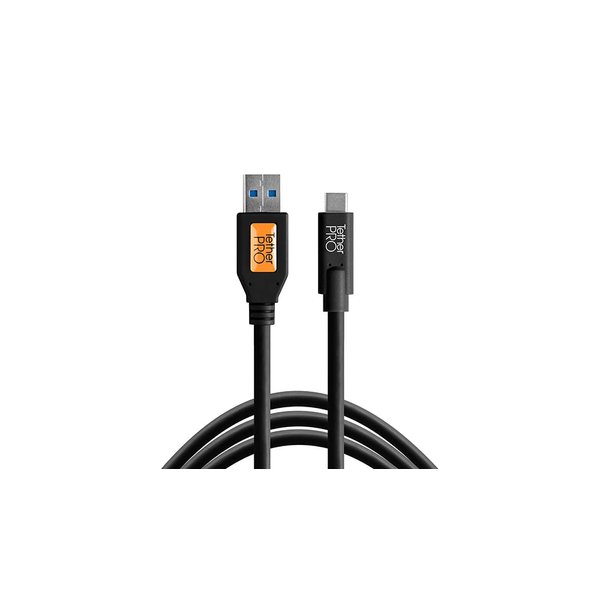 Tether Tools TetherPro USB 3.0 USB-C Cable | for Fast Transfer and Connection Between Camera and Computer | Non-Reflective Black | 15 Feet (4.6 m)