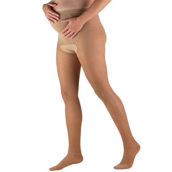 Truform Sheer Maternity Pantyhose, 15-20 mmHg Compression, Tummy Support, 20 Denier, Beige, Tall