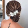 JKQBUX Sweet Elegant Bride Wedding Party Hair Clip Flower Bridal duckbill clip Hair Piece Crystal Side clips for Women Girls Leaf Hair Accessories
